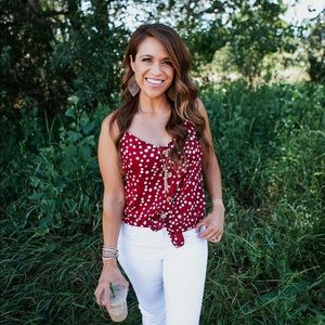 Crimson Polka Dot Top